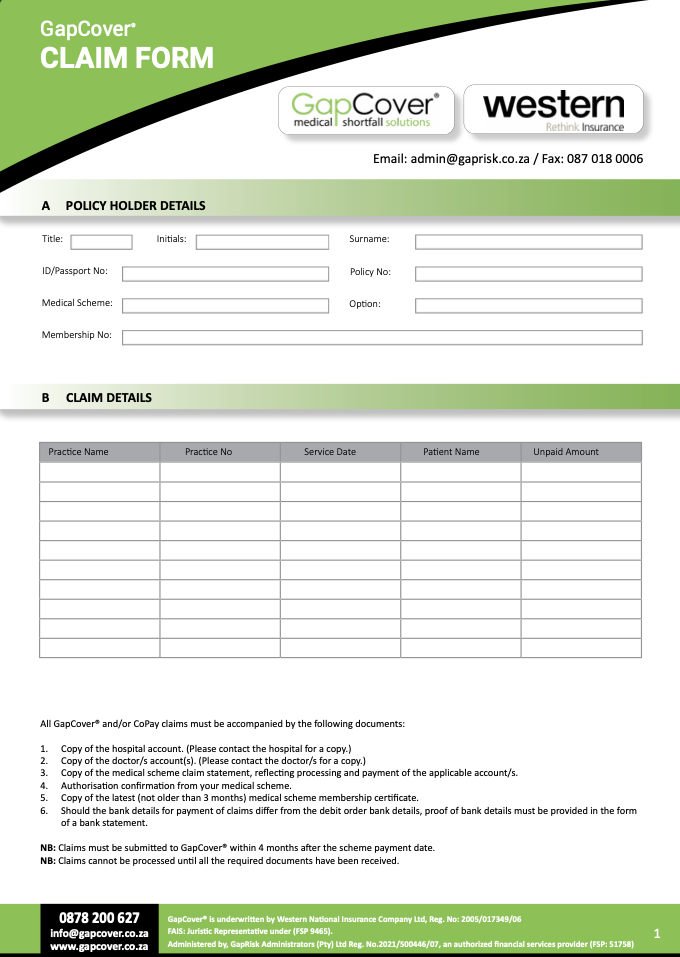 GapCover Claim Form