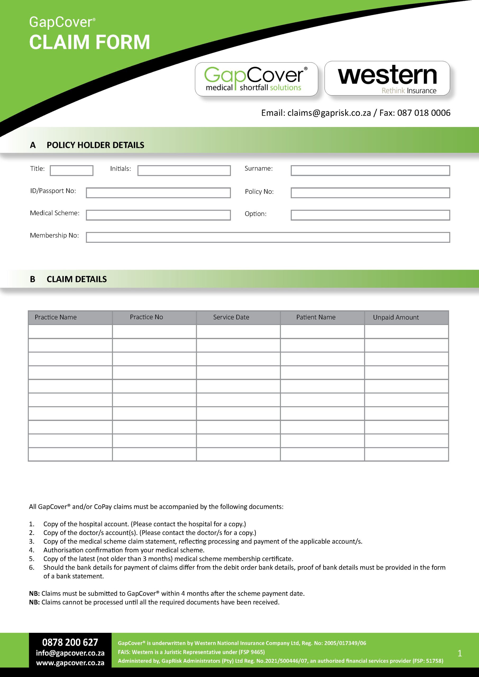 GapCover Elite Claim Form