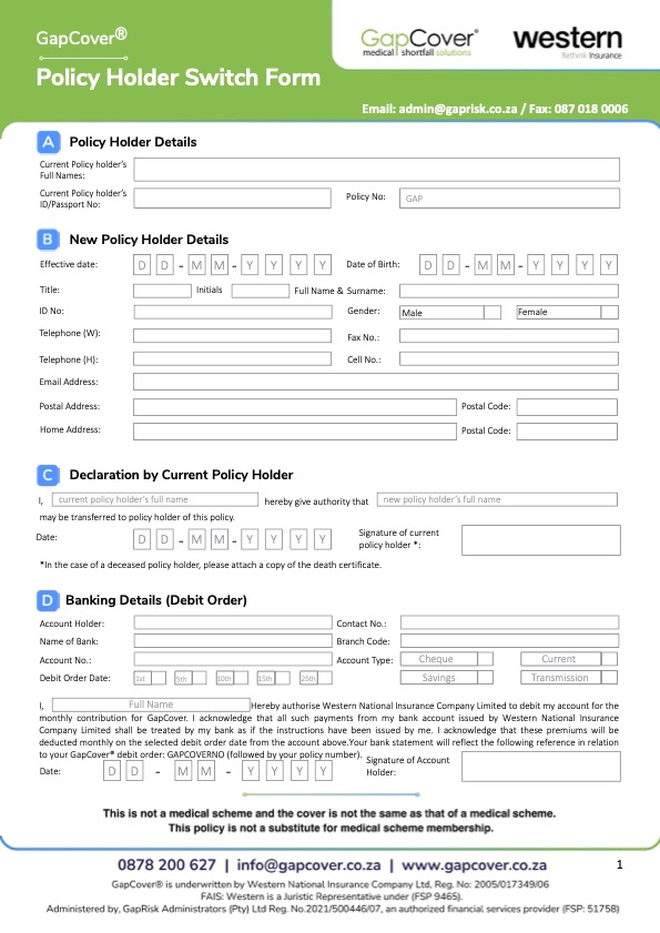 GapCover & Combined - Policy Switch Form (Retail)_2025