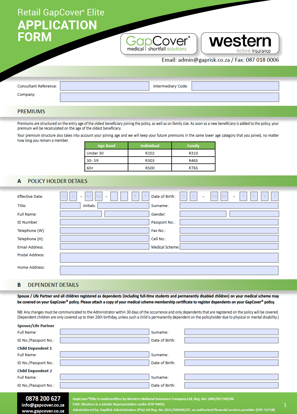 GapCover Elite Application Form