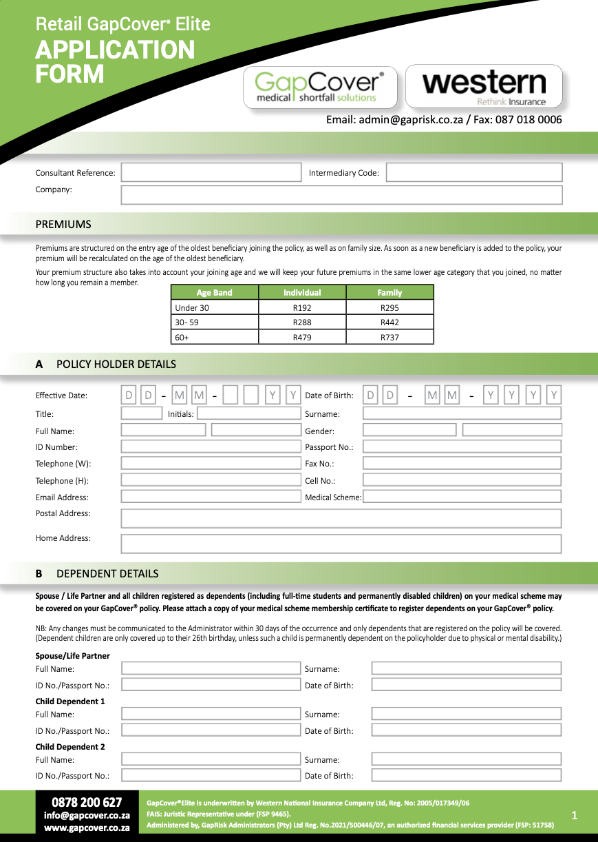 GapCover Elite Application Form