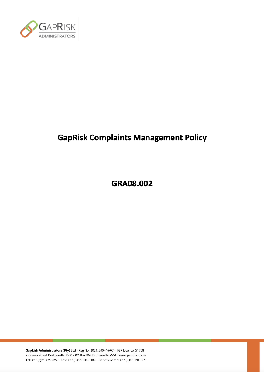 GapRisk Complaints Management Policy